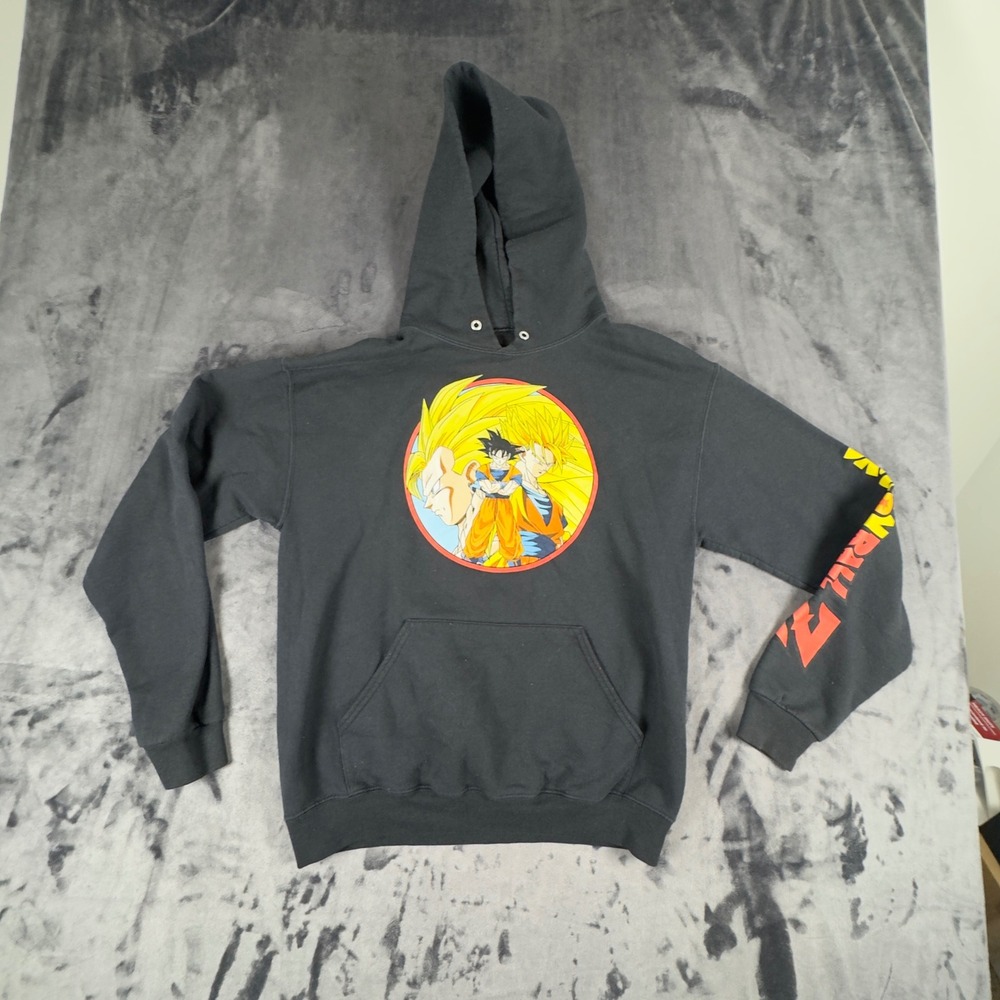 Dragon Ball Z Hoodie Mens Medium Black Goku Super Saiyan Graphic Pullover 4653